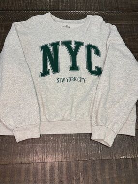 NYC Green Lettering Gray Sweatshirt